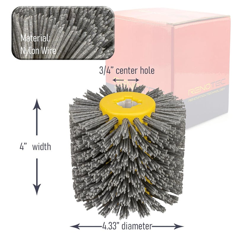 RENOTEC Nylon Bristle Drum, #60, Scale and Rust Stripping, 4.33" x 4", 110x100mm, for Burnishing Polishing Machine - Image 5